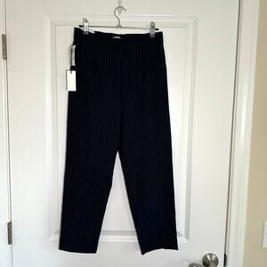 Aritzia Babaton Conan Ankle Pants Navy Pinstripe Pull On Slim Leg Size US 4 NWT